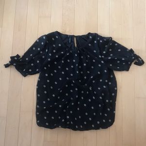Maurices Black with Tan Polka Dots Blouse Size L